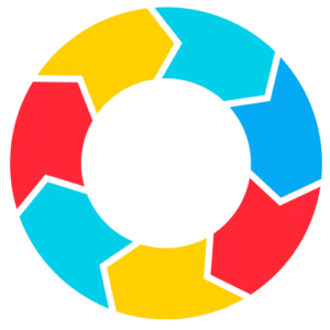 A colorful circle with arrows representing the SEO cycle.